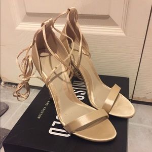 Lace up satin heels